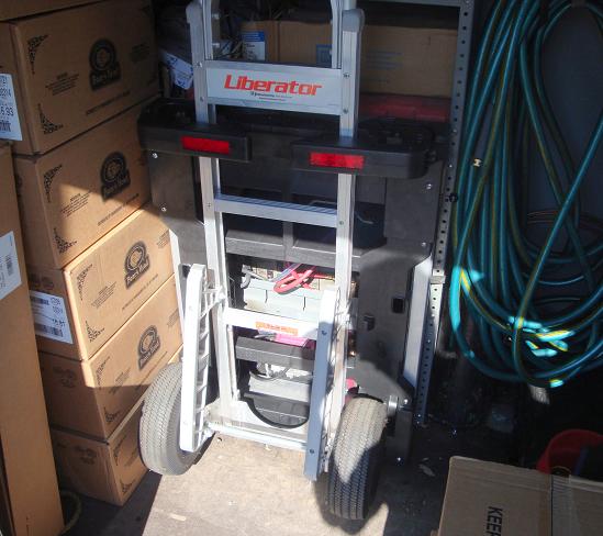 B&P Liberator hand truck locked securely