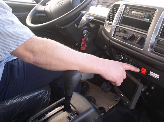 Hino beverage delivery truck cab interior